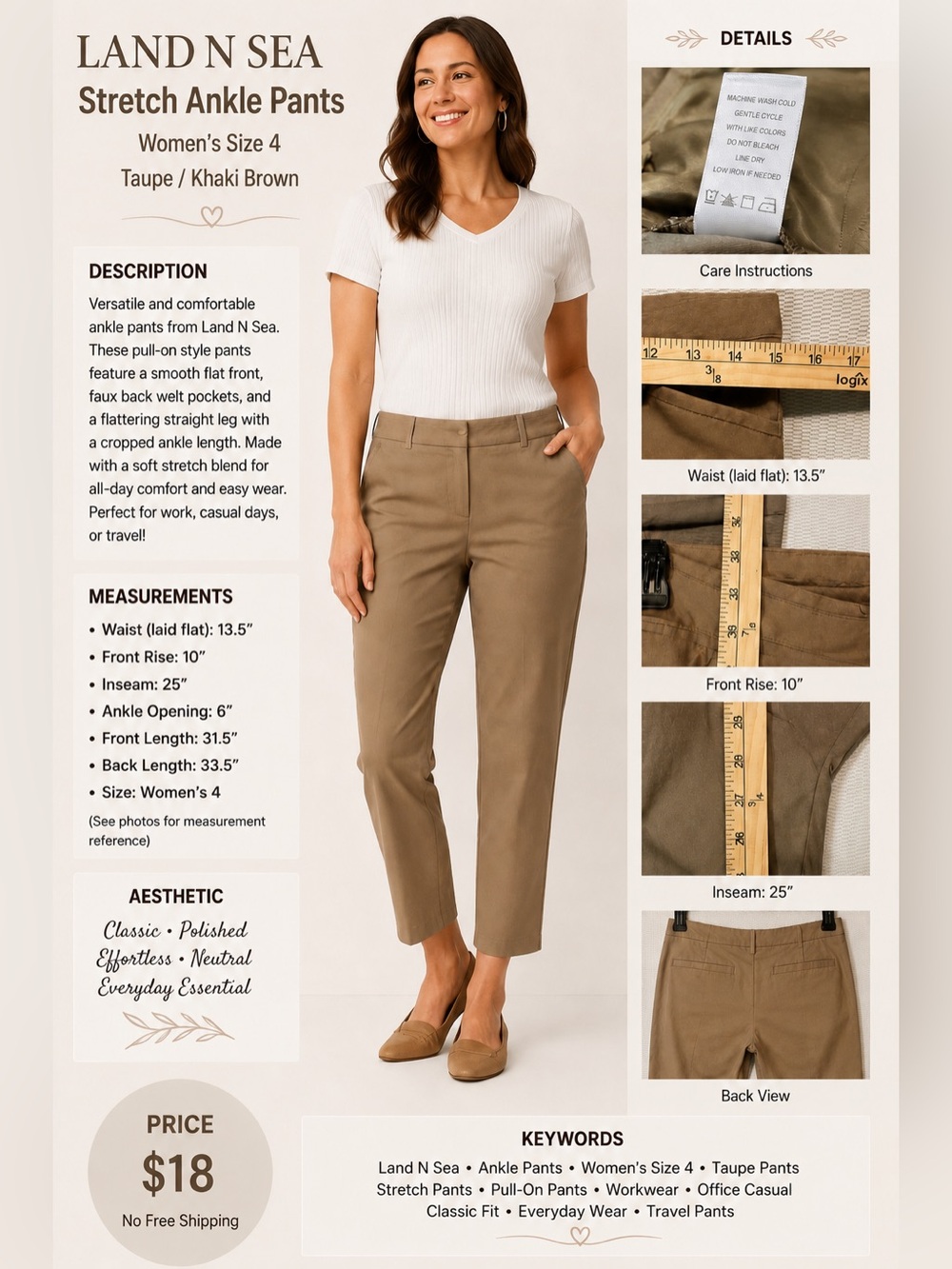 Classic Women's Tan Capris - Comfortable Everyday Fit